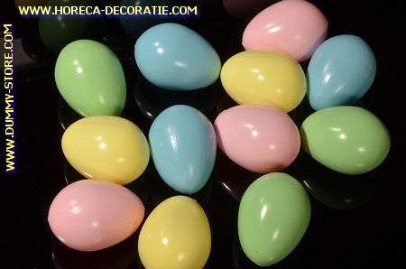 Decoratie Eieren, GEKLEURD, assorti, 12 stuks - 45x65 mm dummy imitatie