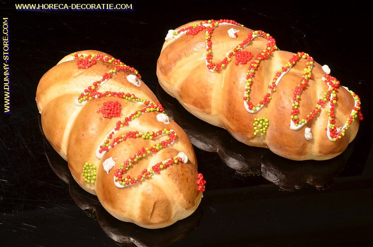 Feestbroodje groot, 2 stuks, lxhxb: 15x7x9 cm - brooddummy