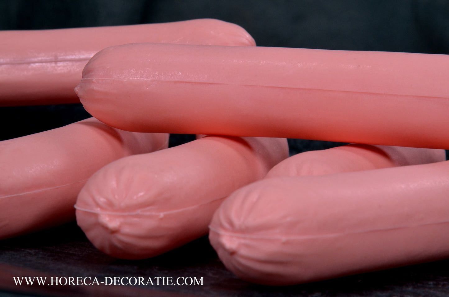 Worstjes, rauw, roze 6 stuks - 25x165 mm - namaak