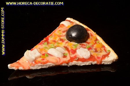Pizza, punt, Champignon en Olijven - namaak  (11x9 cm)