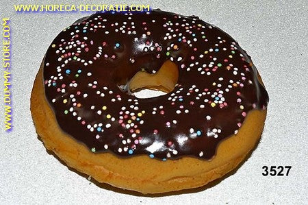 Donut donkerbruin met spikkels - namaak (9x3 cm) dummy