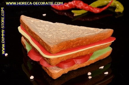 Belegde dubbele boterham - 125 x 125 mm - brooddummy imitatie - dummy