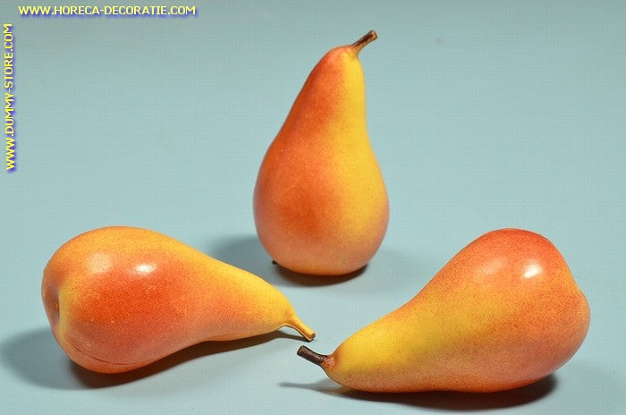 Peren, geel/rood, groot 3 stuks (decoratie) 13x7 cm