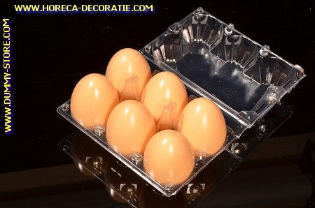 Doos met 6 eieren BRUIN (decoratie) - 45x65 mm dummy - imitatie