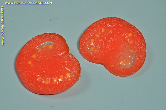 Tomaat, plakje  6x6 cm H:0,5 cm- namaak - dummy - imitatie
